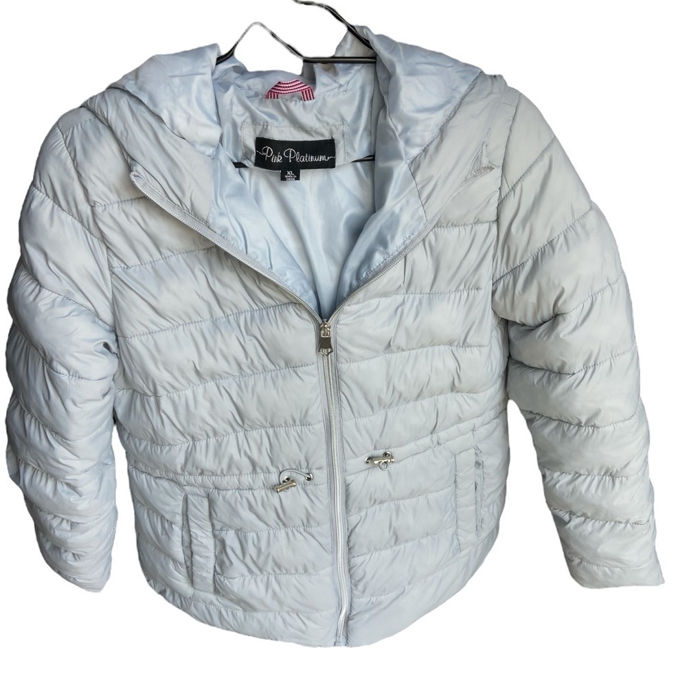 Pink Platinum Silver Hooded Puffer Jacket